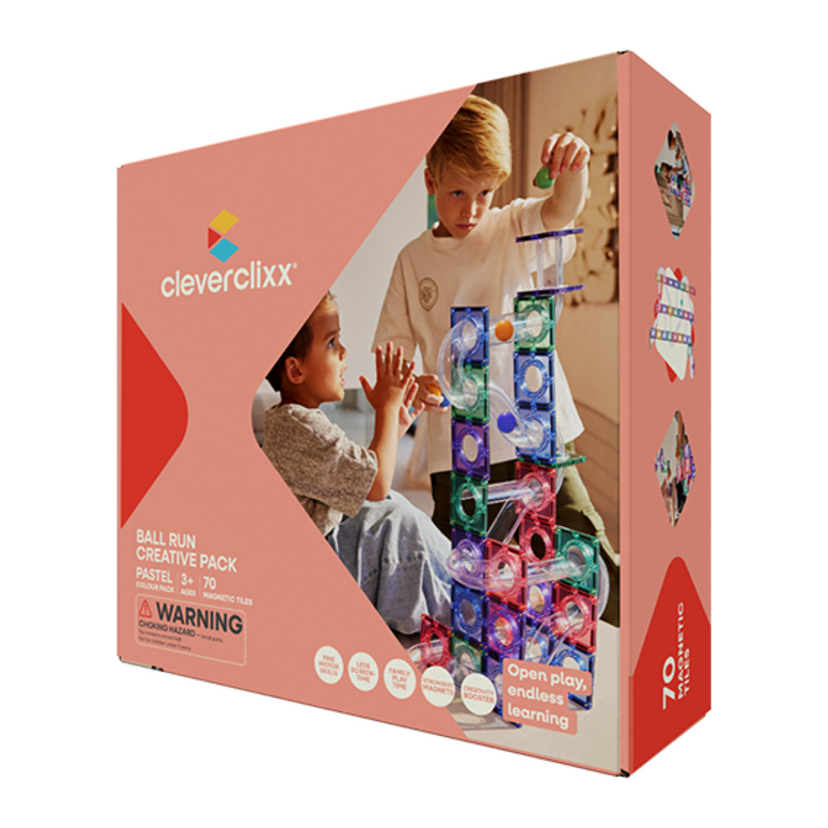 Cleverclixx Kugelbahn Pastell – 70 Teile Magnetbausteine