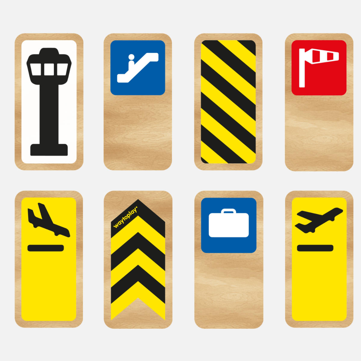 Waytoplay Roadblocks – Accessories for Flexible Toy Roads (Traffic | Race | Airport Signs)