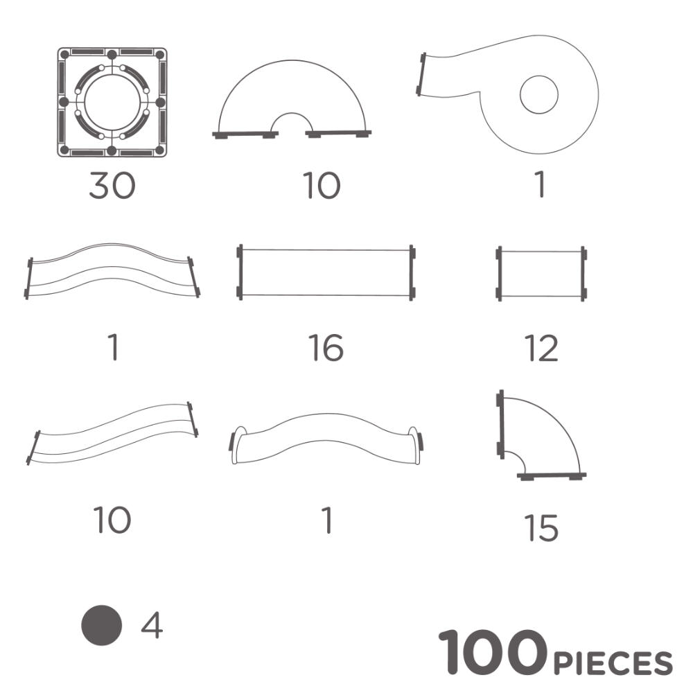 Cleverclixx Ball Run Light Effect – 100 Pieces Magnetic Tiles