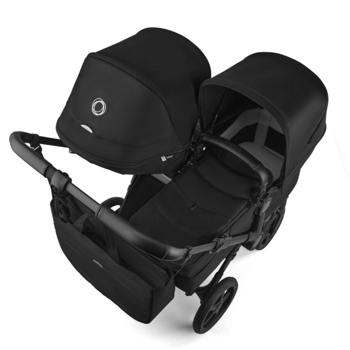 Bugaboo Donkey 6 Duo Geschwisterwagen in Schwarz - schräge Ansicht