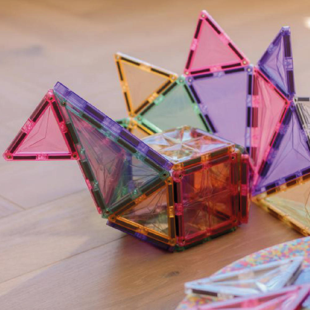 Cleverclixx Geometrie-Bausatz in Pastellfarben – 45 Teile Magnetbausteine