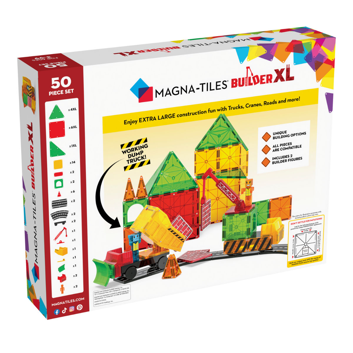 Magna-Tiles Builder XL – 50 Teile