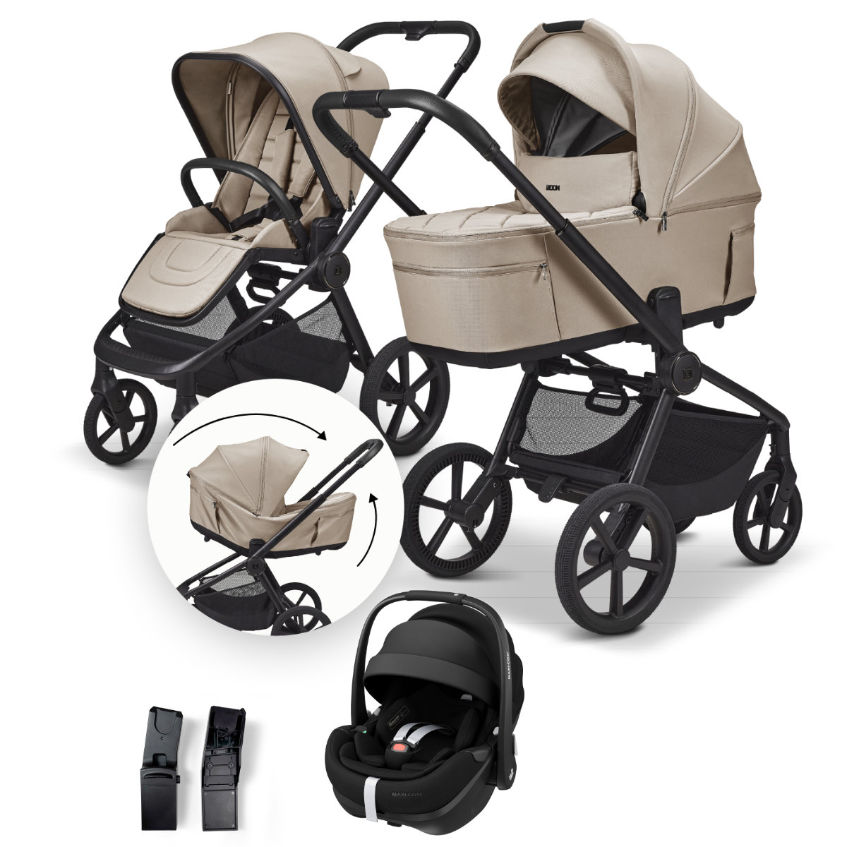 Maxi-Cosi Kinderwagen Set in Beige - schräge Ansicht