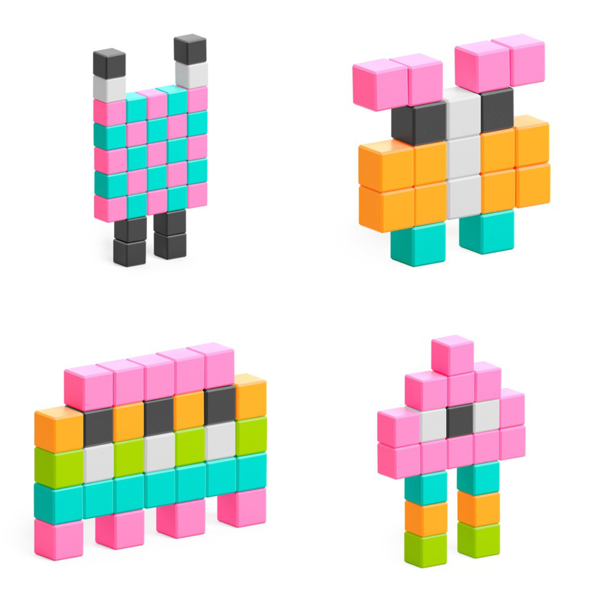 PIXIO Magnetische Bausteinwürfel Mini Monsters 100 Stk
