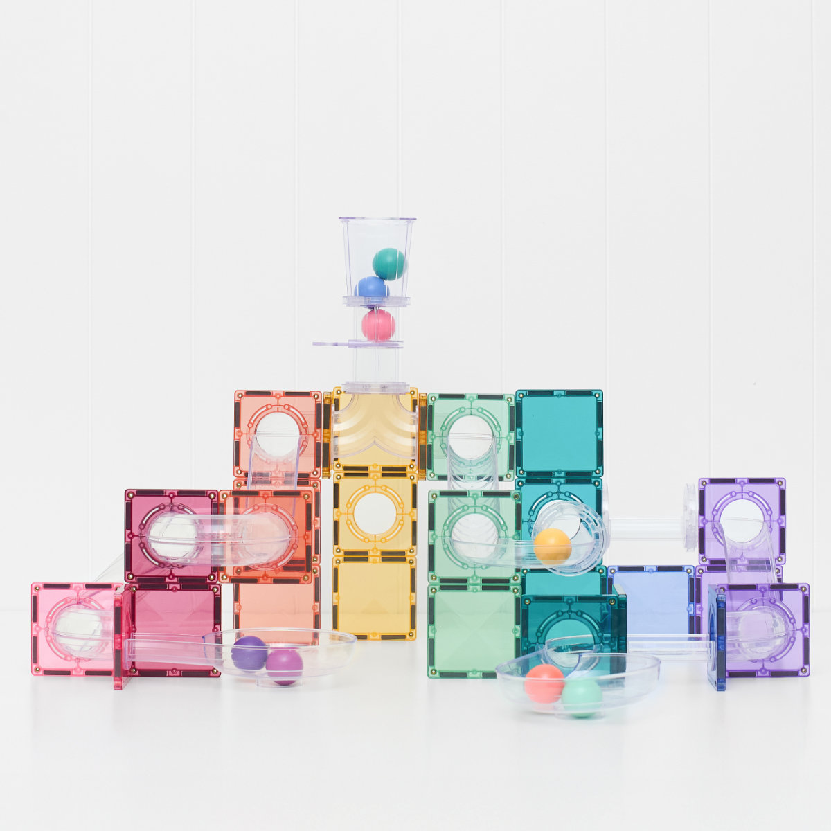 Connetix Magnetbausteine Pastel Creative Ball Run Bundle – 218 Teile