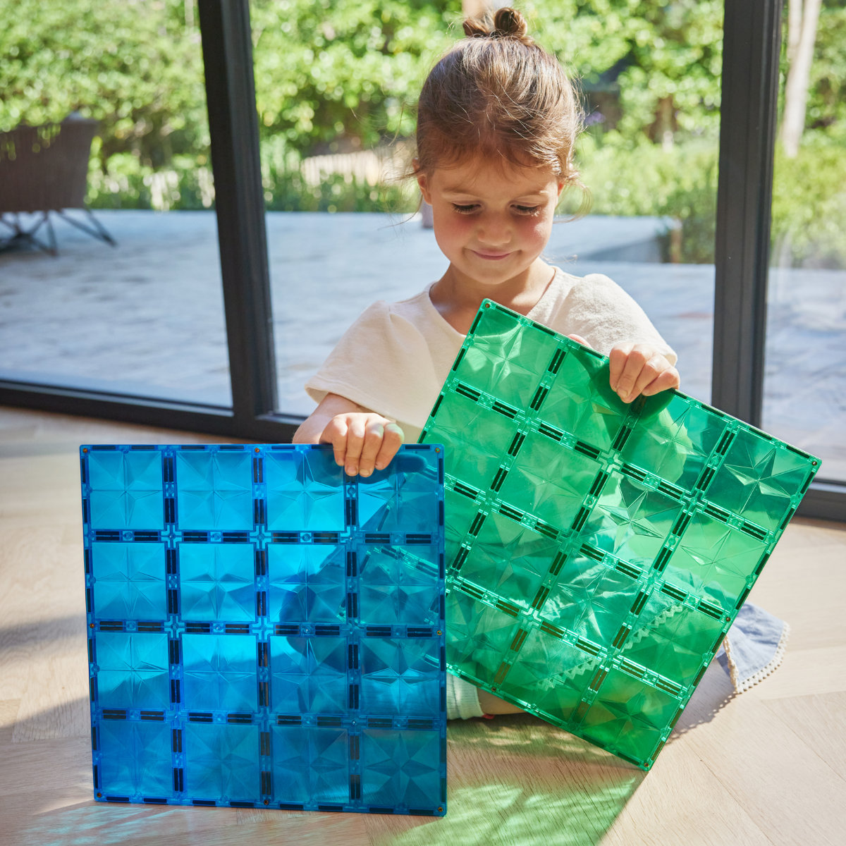 Cleverclixx Große Grundplatten Blau & Grün – 2 Magnetische Bauplatten