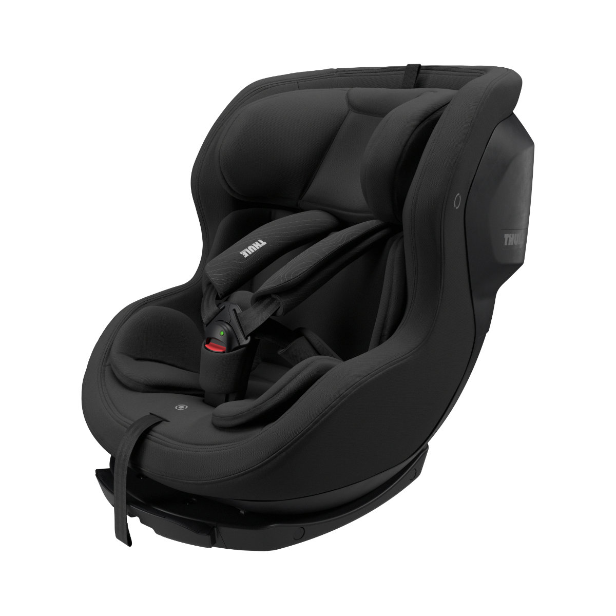 Thule Elm Connect 360 i-Size Kindersitz in Schwarz - schräge Ansicht