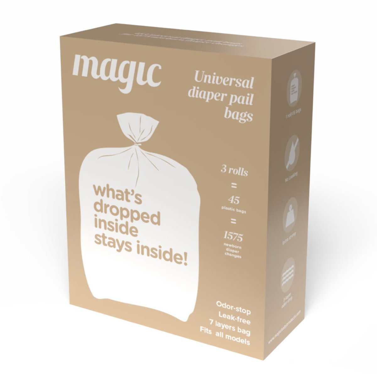 Magic Beutel 3er Pack in Beige - schräge Ansicht, Artikel 11100101013