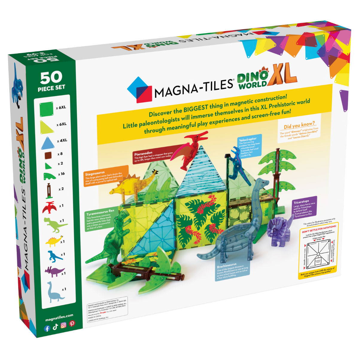 Magna-Tiles Dino World XL – 50 Teile