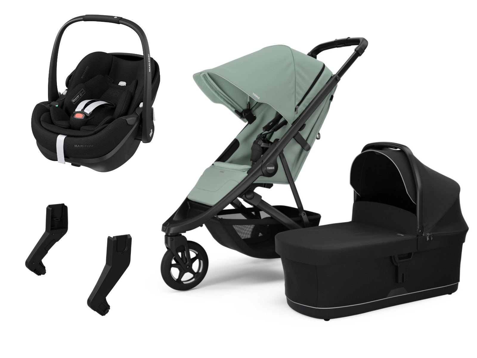 Thule Spring 2 Kinderwagen Set 3 in 1 inkl. Maxi Cosi Pebble 360 Pro 2 i-Size Babyschale