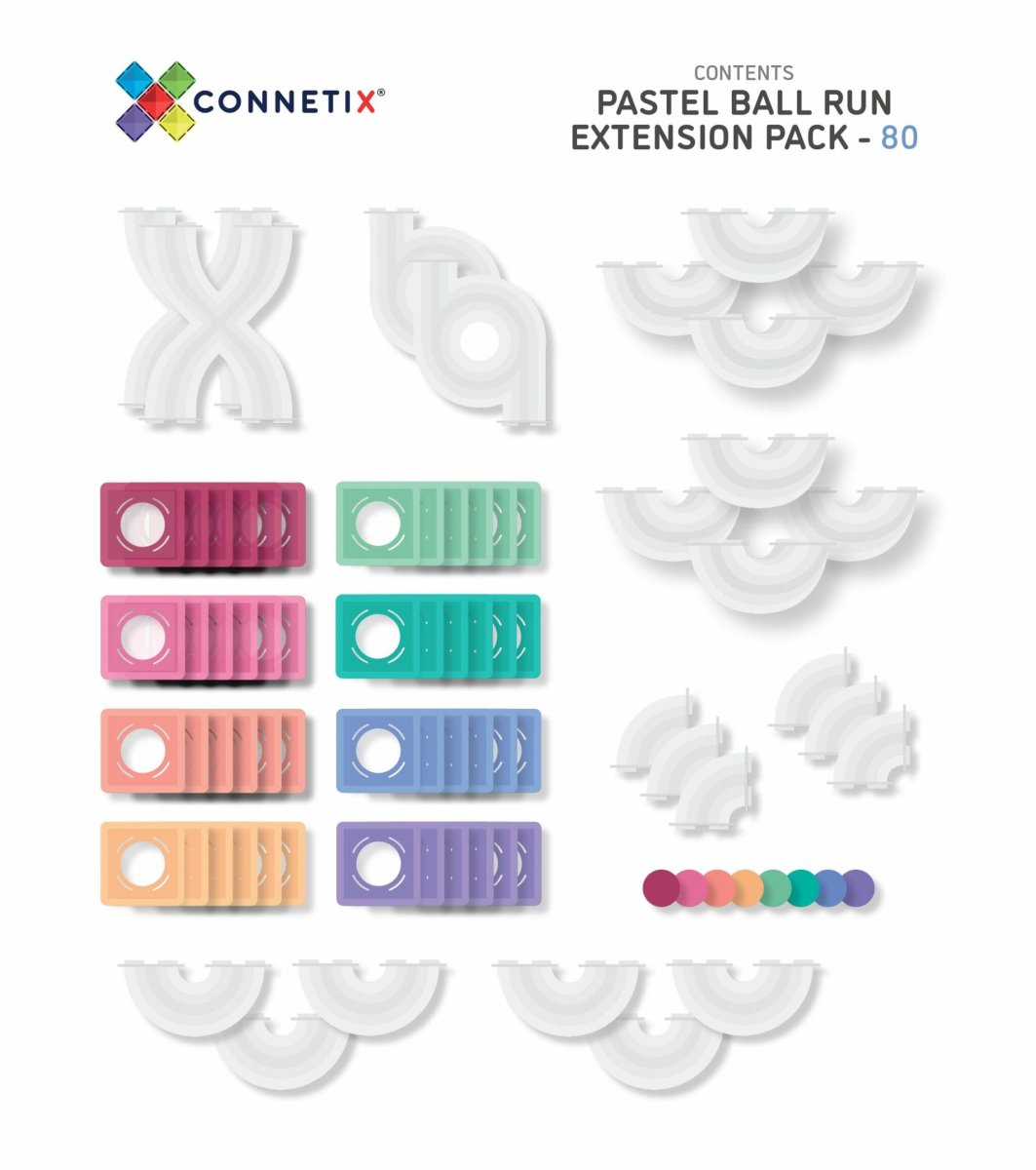 Connetix Ergänzungsset Kugelbahn Ball Run Pastel - 80 Teile