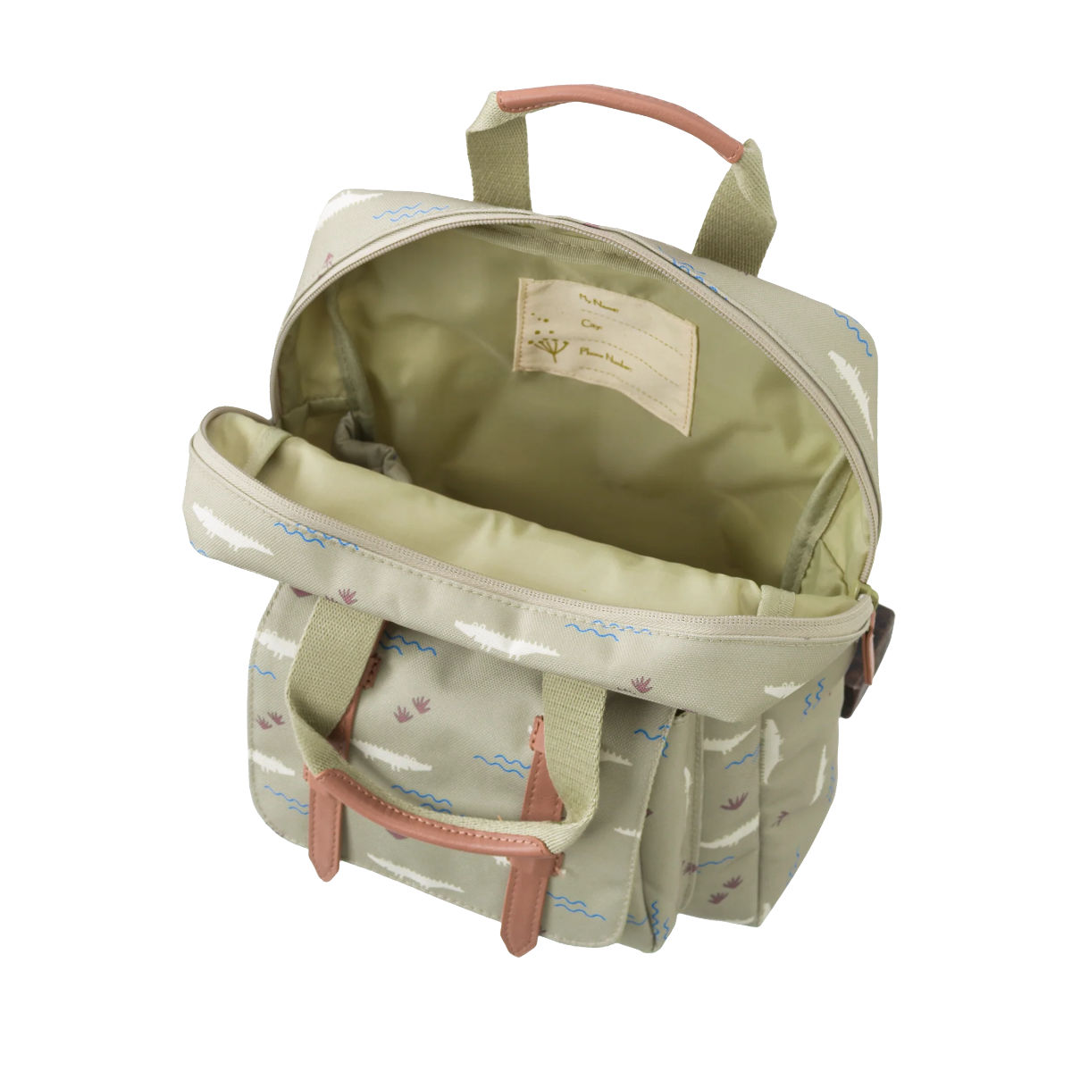 Fresk Freibeutler Rucksack in Beige mit Mustern - Draufsicht