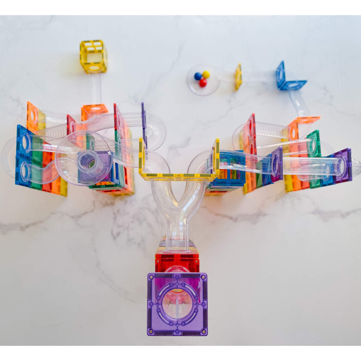 Connetix Magnetic Ball Run Rainbow Building Set - 92 Pieces