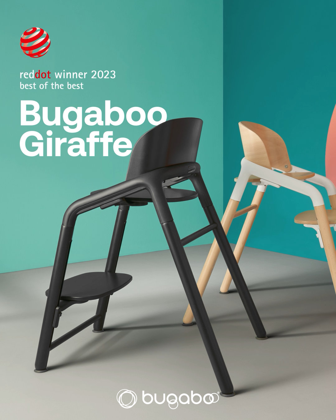Bugaboo Giraffe Hochstuhl in Schwarz - schräge Ansicht