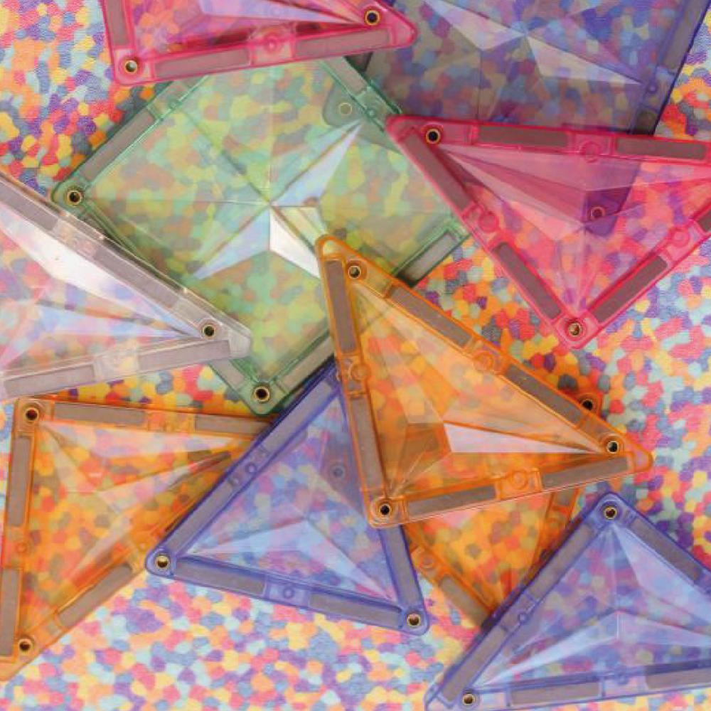Cleverclixx Geometrie-Bausatz in Pastellfarben – 45 Teile Magnetbausteine