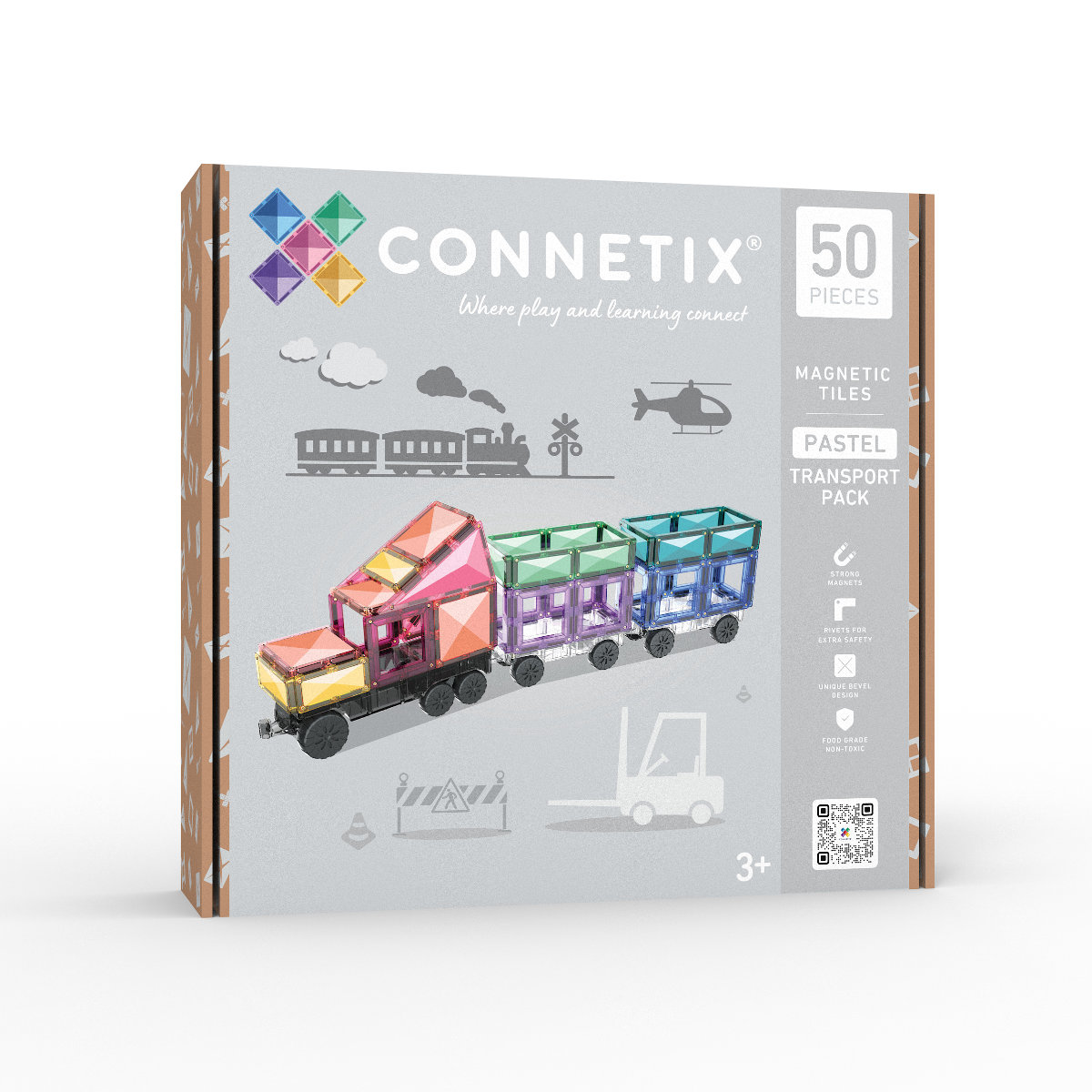 Connetix Magnetbausteine Pastel Transport Pack – 50 Teile