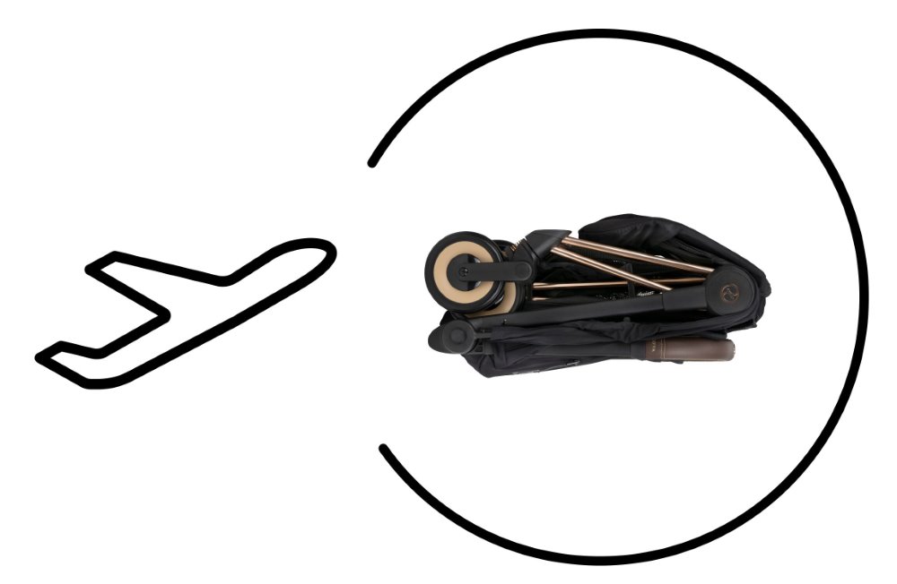 Cybex Coya Buggy Artikelnummer 522004285M in Schwarz - zusammengeklappt Draufsicht