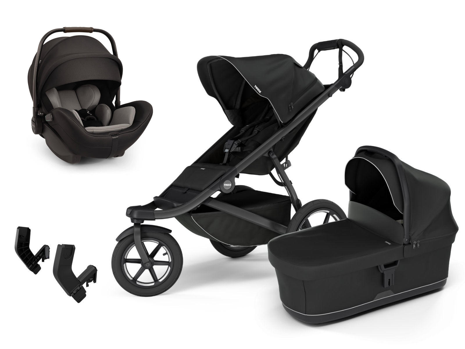 Thule Kinderwagen Set in Schwarz - schräge Ansicht