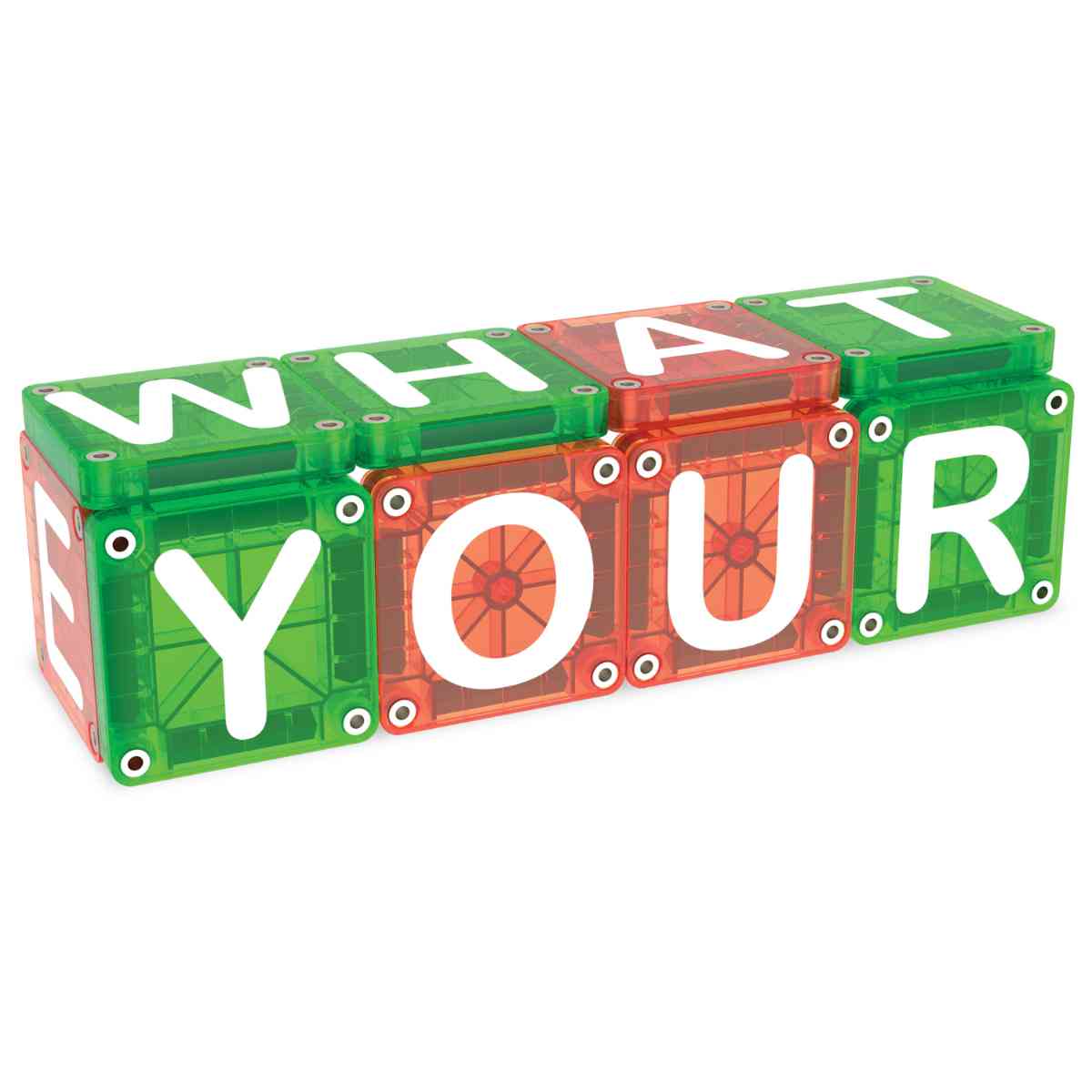 MAGNA-TILES microMAGS LEARN Buchstaben grün orange - schräge Ansicht
