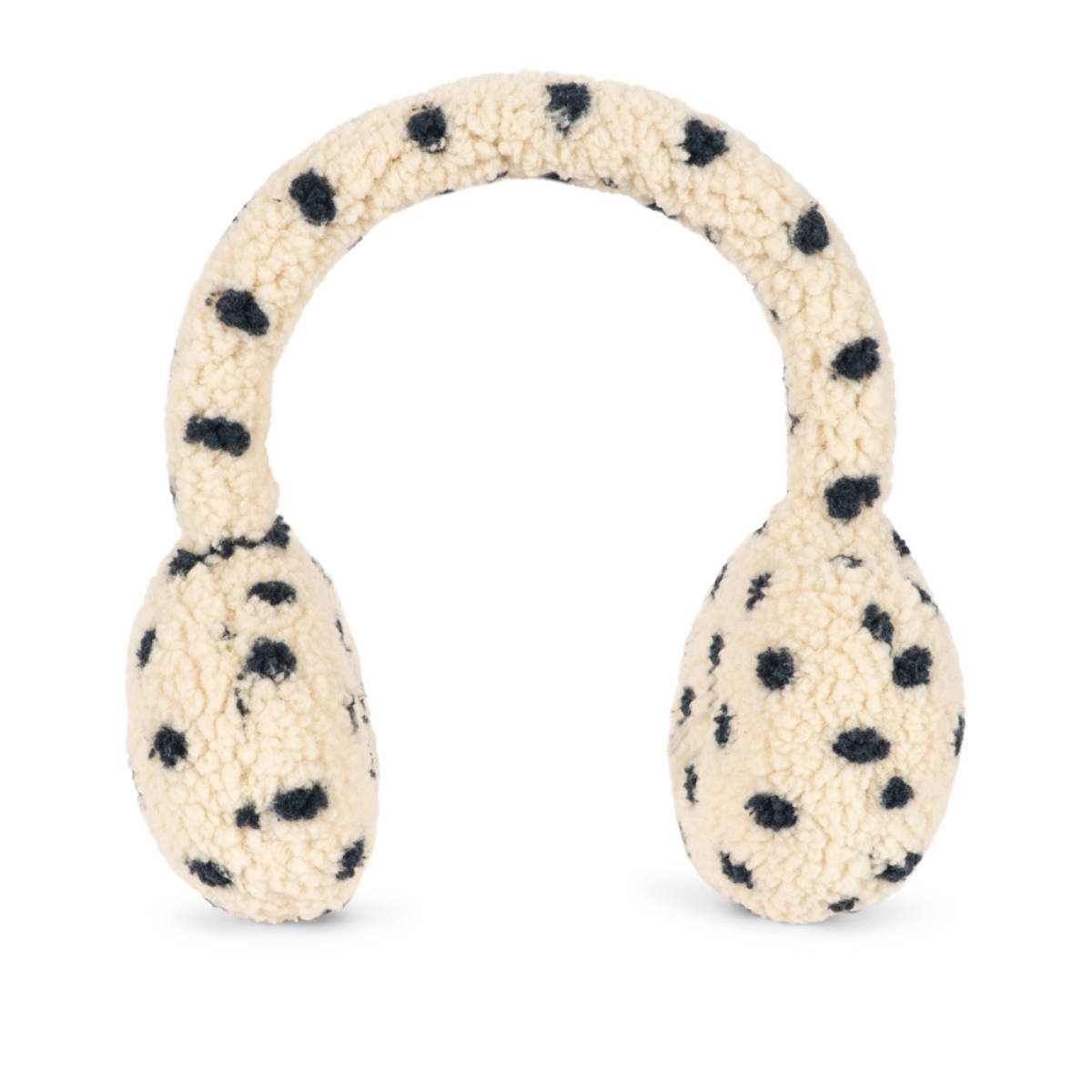 Konges Sløjd Jody Teddy Fleece Oorwarmers in Creme mit Punkten - Vorderansicht