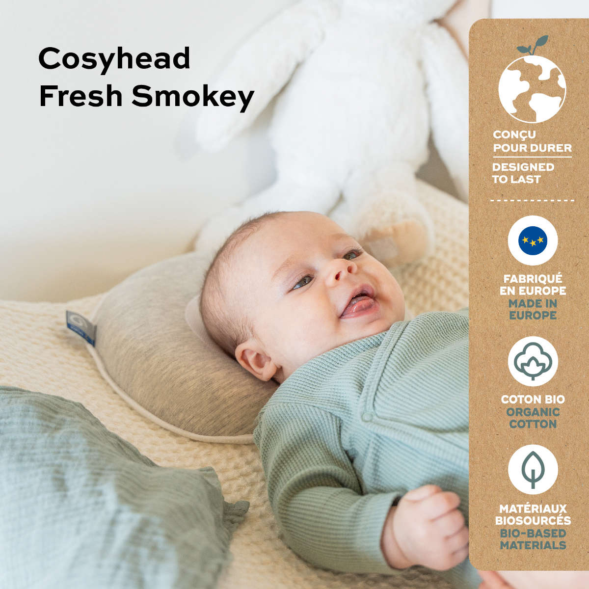 Babymoov Babykopfkissen Cosyhead Fresh (für Bett/ Wippe/ Schaukel/ Babyschale/ Kinderwagen)