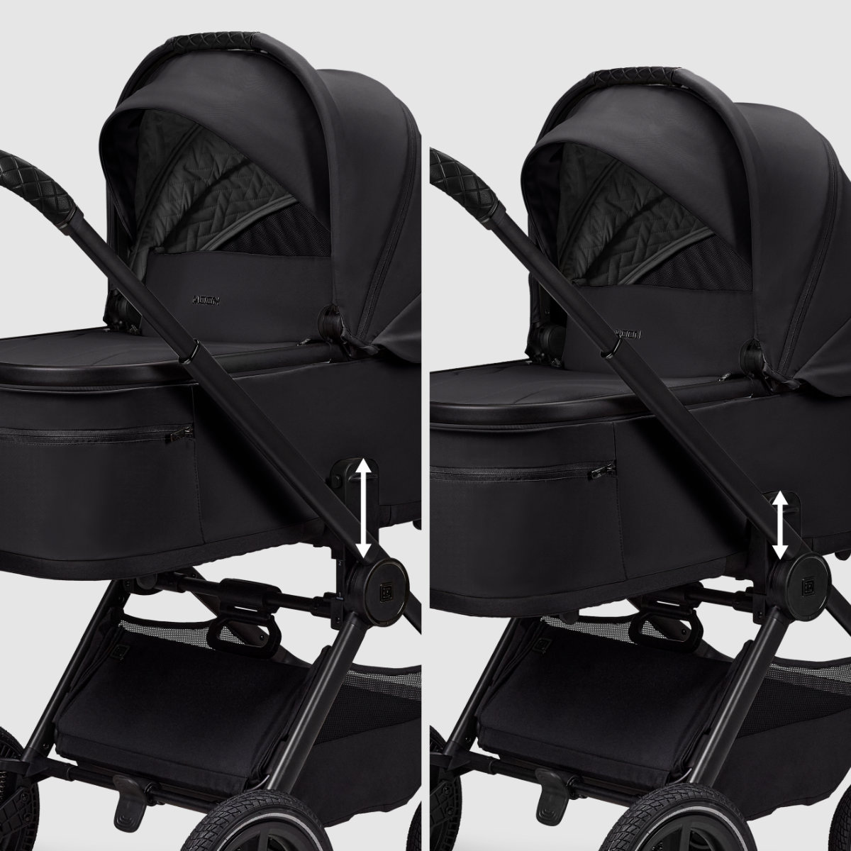 Moon Gio Fold Air Kombikinderwagen 2026 in Schwarz - Seitenansicht