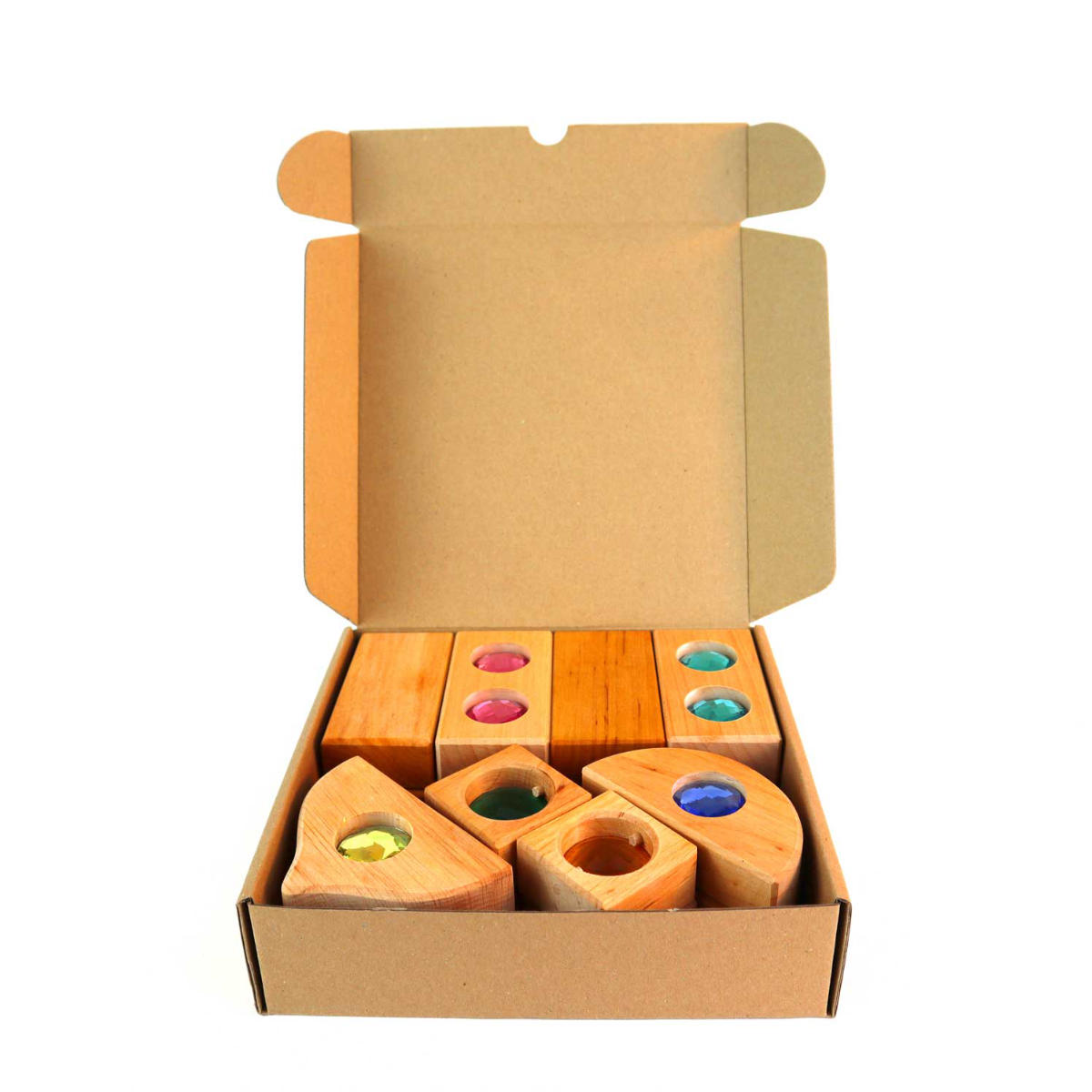 Bauspiel Mini Mixed Box 16-delig in Natur - Draufsicht